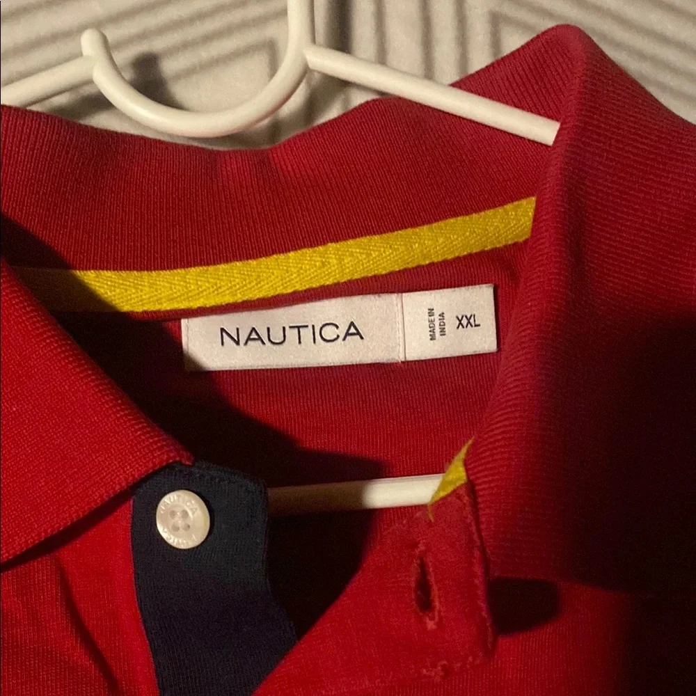 NAU Men's Colorblock Polo Shirt - Red, Black,‎ White - Picture 5 of 6